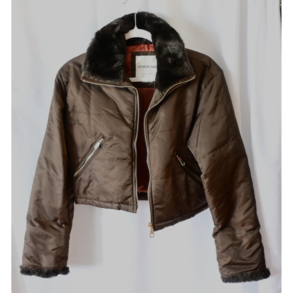 Andrew Marc Puffer Jacket Real Rabbit Fur - Picture 2 of 10